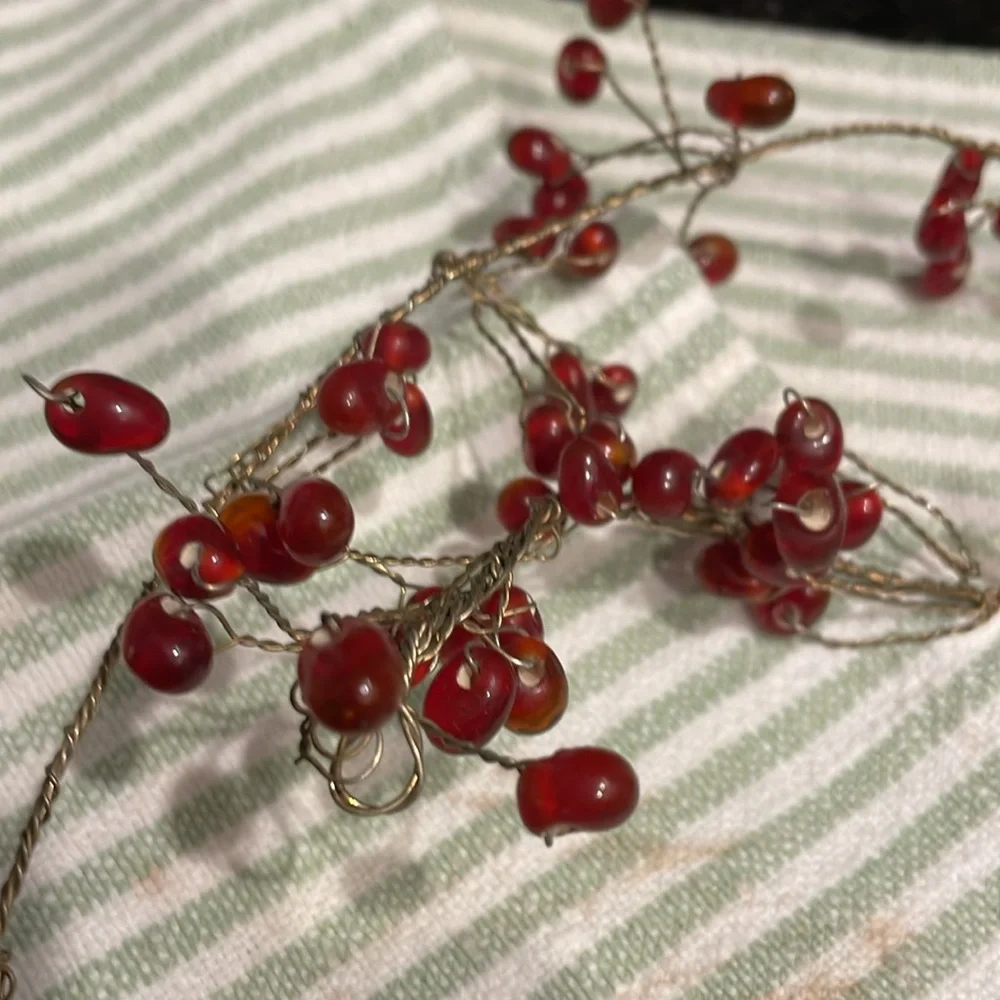 Set of 2 - 4 foot wired flexible red beaded garland for your holiday decor